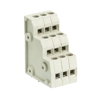 Клемма Wiecon 8195 D/ 3/ 9 OB - Клемма на печатную плату, подвод кабеля сбоку, 3 этажа, 9 полюсов, шаг: 5 мм, винтовая фиксация провода, без маркировки, 300V, 10A, цвет: серый, серия 8195 D