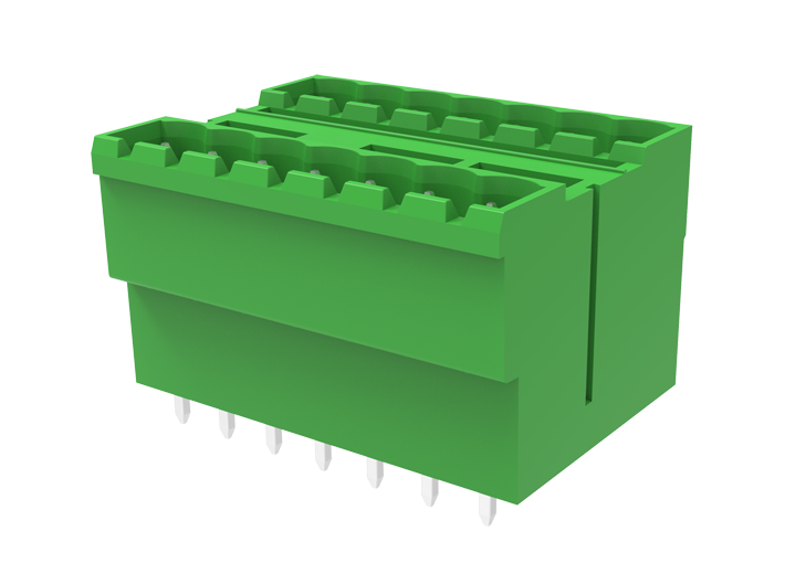 Вилочный разъем на плату MC-DPA5.08V15-0002 - Вилочный разъем, вертикальный, 2 этажа, на плату, шаг: 5.08 мм, 15х2 полюсов, фиксация на плате пайкой, исполнение: стандартное, 320V, 10A, цвет: зеленый