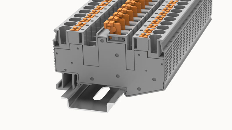 Клемма с размыкателем DS6-MT-01P-11 - Клемма с размыкателем, тип фиксации провода: Push-in, номинальное сечение: 6 мм кв., 20A, 500V, ширина: 8,2 мм, цвет: серый, втычная перемычка, тип монтажа: DIN35