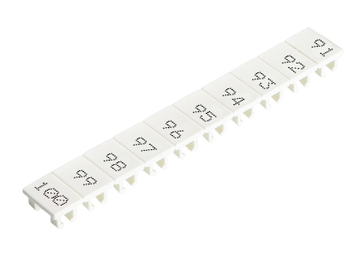 Шильдик 9705A/5/10 B  91-100 - Маркировка для клемм сечением 2,5 мм.кв., шириной 5 мм, 10 шильдиков, белая, нанесенные знаки: 91 – 100