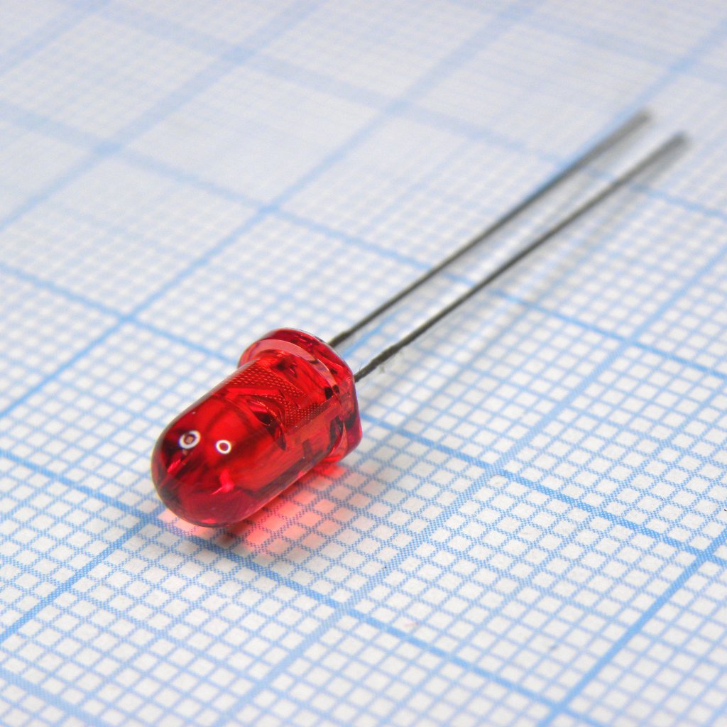 L-7113IT - Светодиод 5мм/красный/625нм/28-80мкд/прозрачный красный/20°