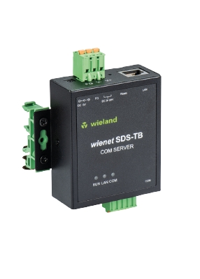 Коммутатор WIENET SDS-TB KIT - Сервер последовательных устройств, для преобразования данных, RS-232/422/485 в Ethernet (RJ45), протоколы: TCP и UDP, номинальное напряжение: 9-30 VDC, монтаж: на DIN рейку