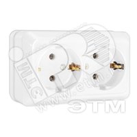 Олимп Розетка двойная с заземлением белая наружная О0128