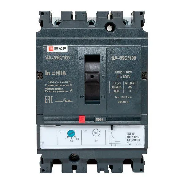 Выключатель автоматический трехполюсный ВА-99C 100/80А 35кА