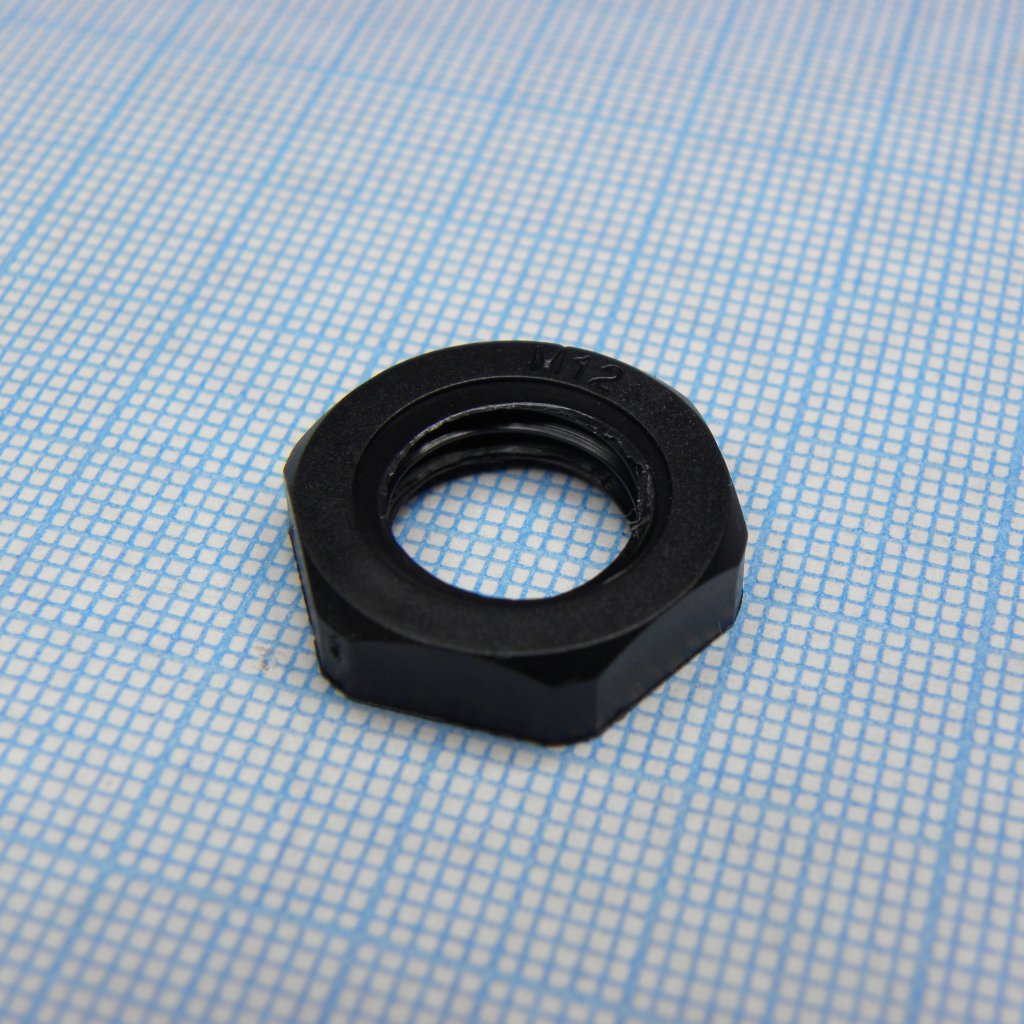 DLM-M12P (black) - Гайка для крепления кабель ввода на панель