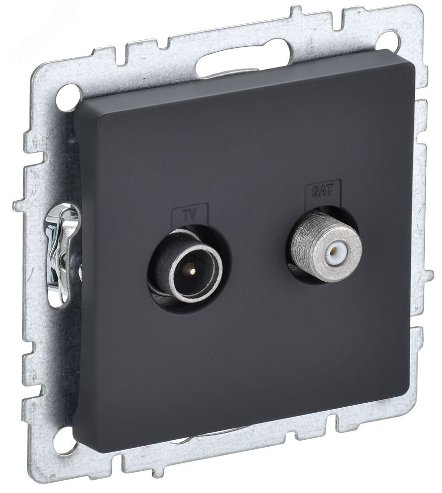IEK BRITE BASE Графит Розетка двойная TV+SAT РТВ/РСп12-БрГ