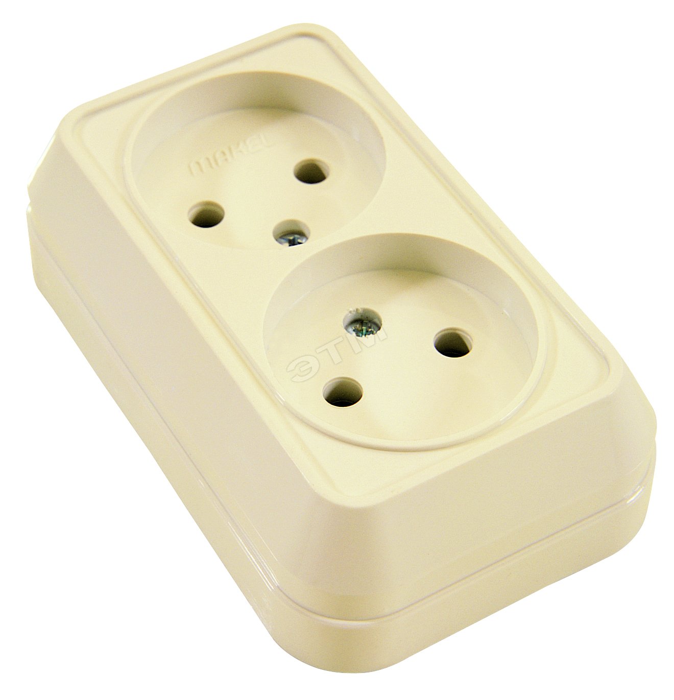 Розетка 2-м ОП 16А IP20 без заземл. крем. 45217