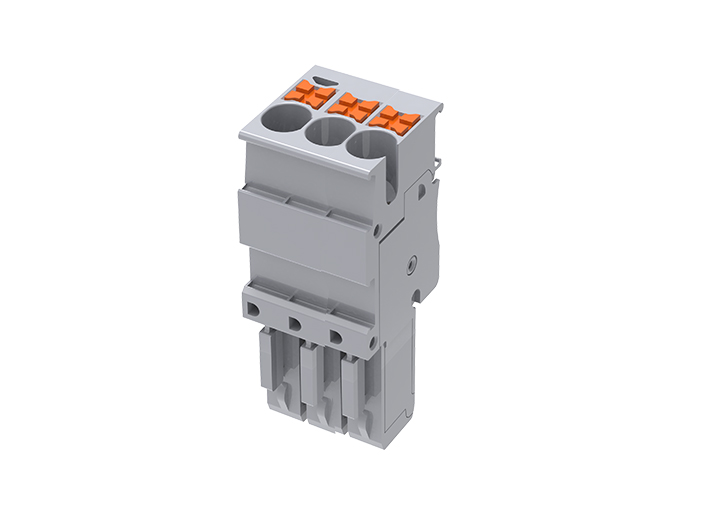 Разъем штекерный TPP2.5-3-GY - Разъем штекерный с push-in зажимом, для клемм TP2.5-2…, 3 полюса, цвет: серый