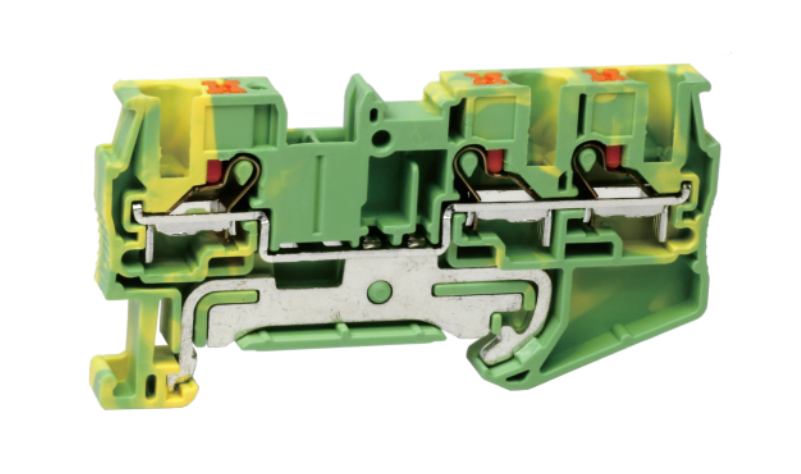 Заземляющая клемма UJ6-4/1X2JD - Заземляющая клемма, 3 точки подключения в клемме, тип фиксации провода: push-in, номинальное сечение: 4 мм кв., ширина: 6,2 мм, цвет: желто-зеленый, тип монтажа: DIN 35