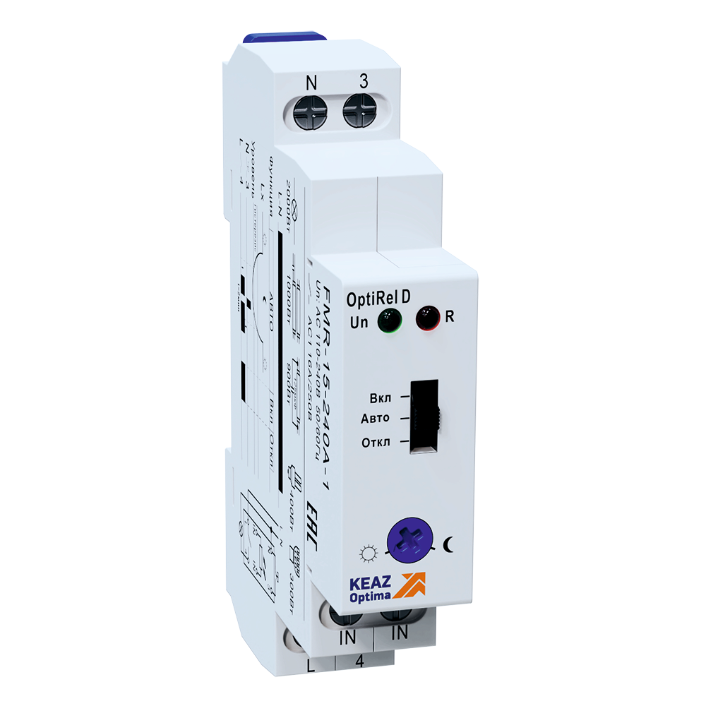 Фотореле OptiRel D FMR-15-240А-1 с датчиком 1.5м 16А 1СО 110-240АС 332034