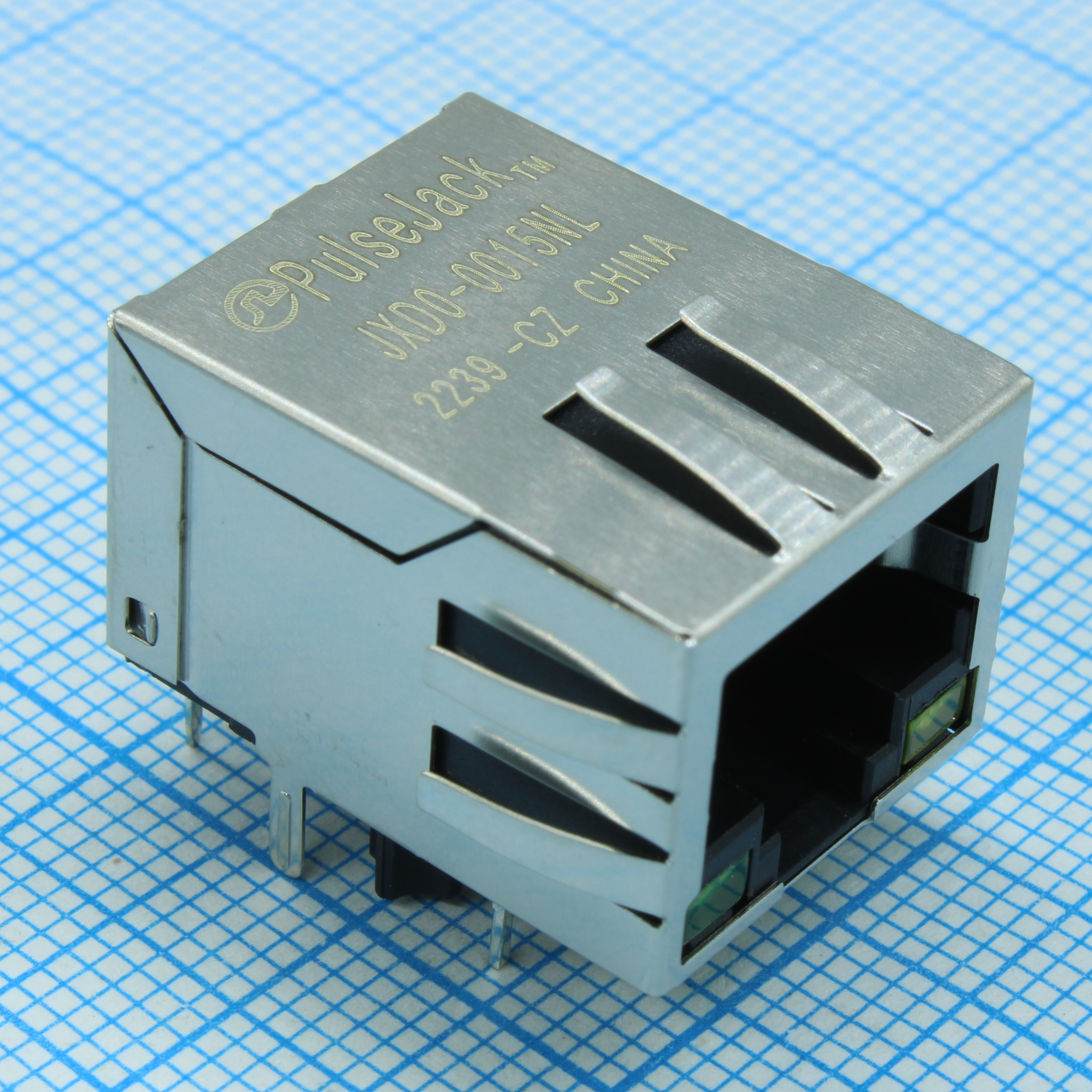 JXD0-0015NL - Разъем RJ45 LED индикация зеленый/желтый 10/100 Base-T 1 порт угловой защита от помех