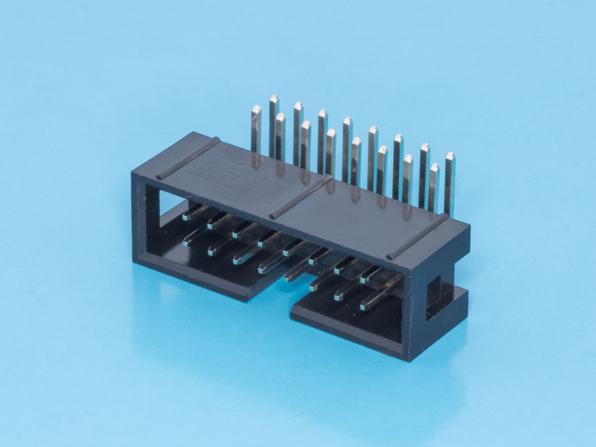 BH-16R - IDC разъем, вилка на плату угловая двухрядная 16pin(2x8)., шаг 2.54мм