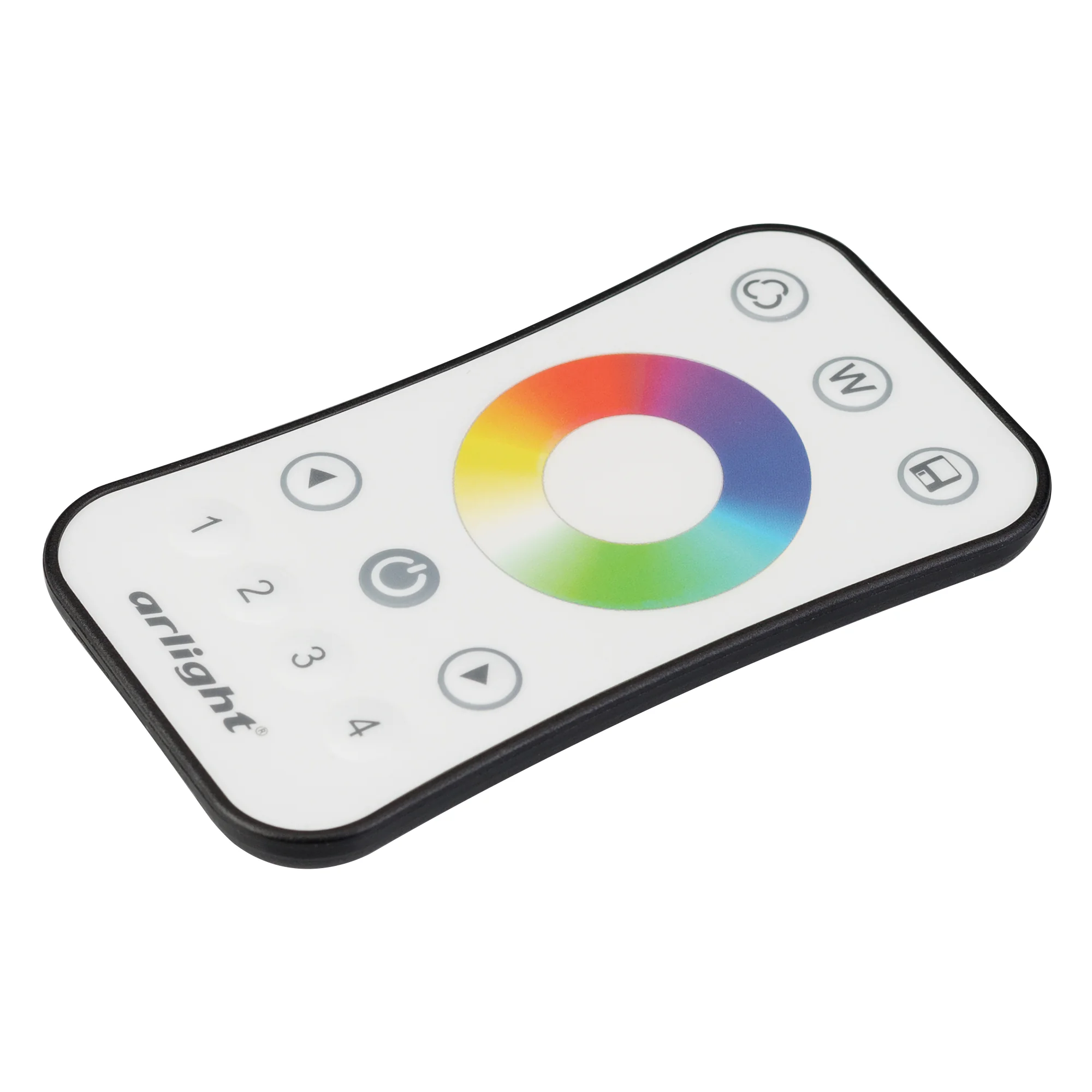 Пульт SMART-R15-RGBW (4 зоны, 2.4G) 022672 - Кнопочный радиопульт с сенсорным кольцом 2.4 ГГц белого цвета для управления RGBW источниками света. 4 зоны управления, 4 слота памяти пользовательских настроек, управление цветом с помощью сенсорного кольца. П