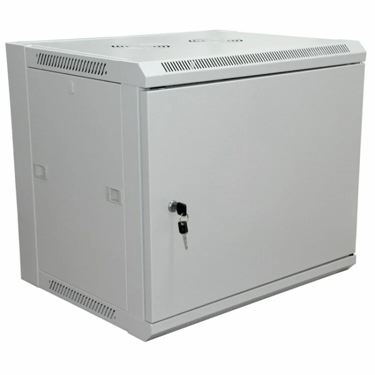Шкаф настенный 19" 9U 600?450?500мм (ШxГxВ) -дверь металл, боковые стенки съемные (разобранный) RAL 7035 PRO 04-2211
