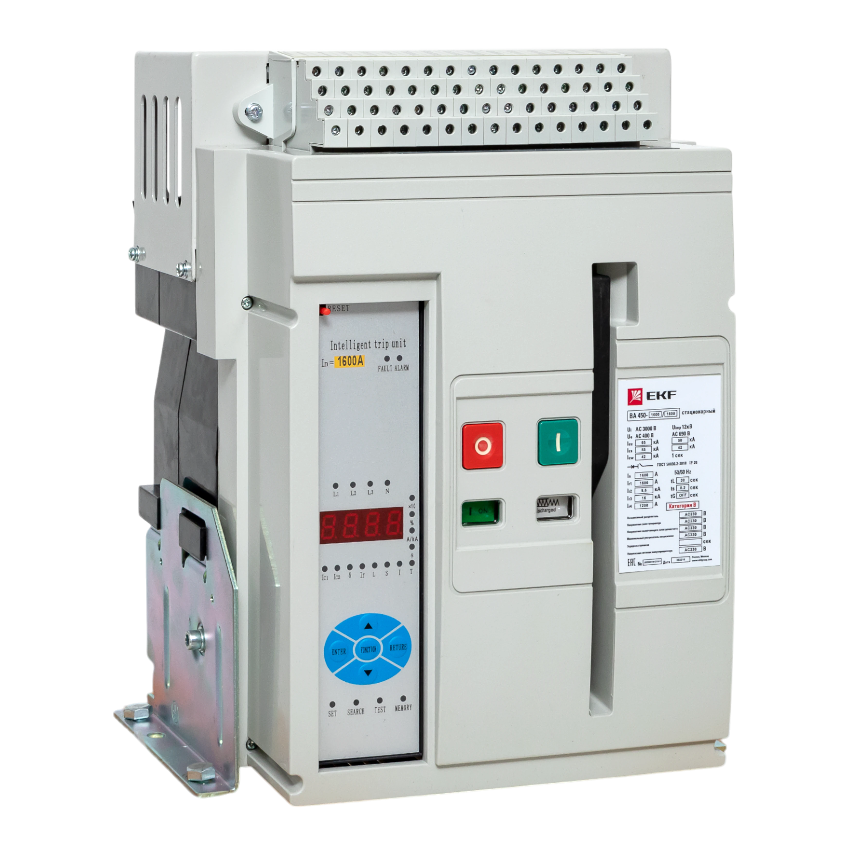 Автоматический выключатель ВА-450 1600/ 800А 3P 55кА стационарный mccb450-1600-800