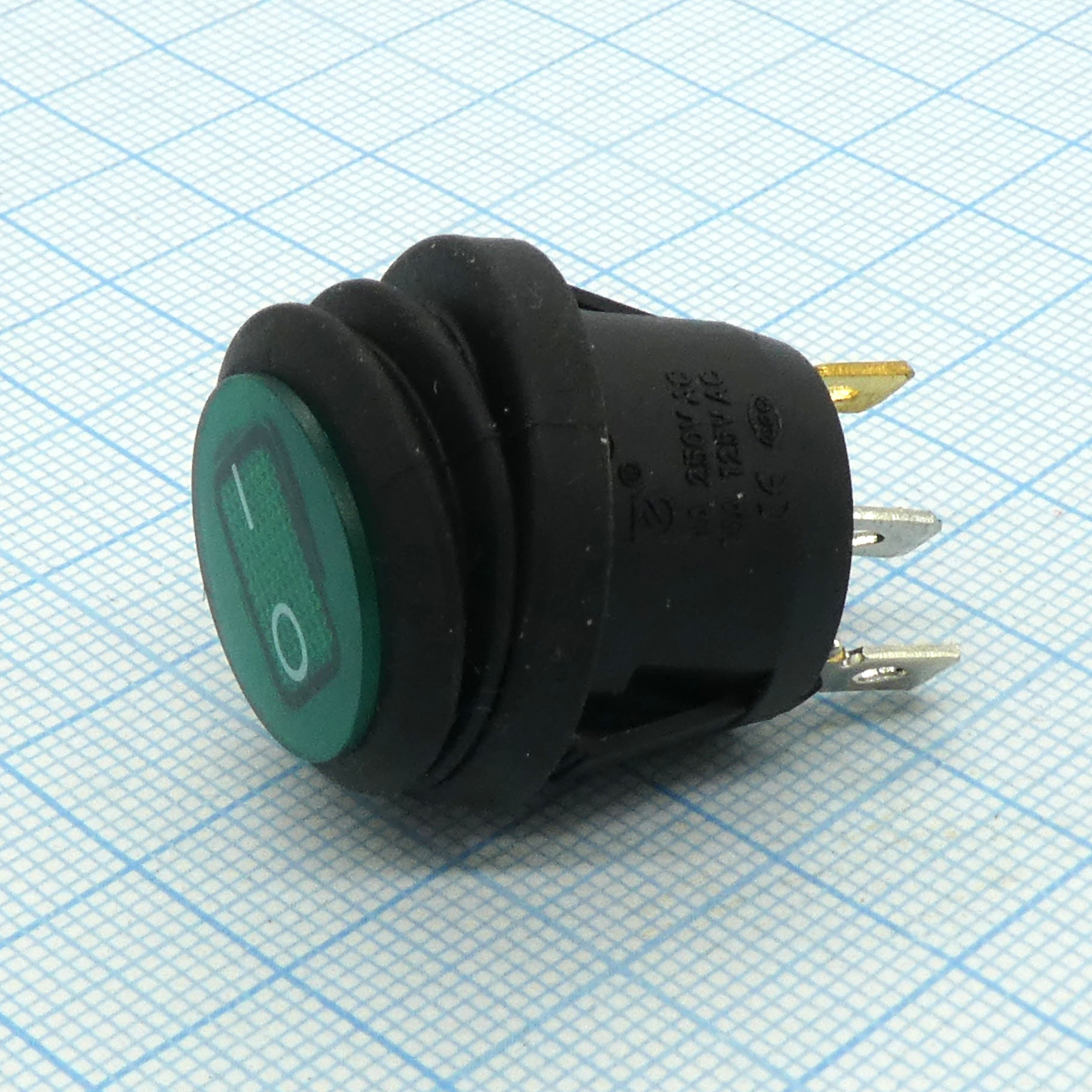 DS WR-3107 3P влагозащ. зел - 2 полож. 2+1конт(4.8) 250V/6A AC влагозащита