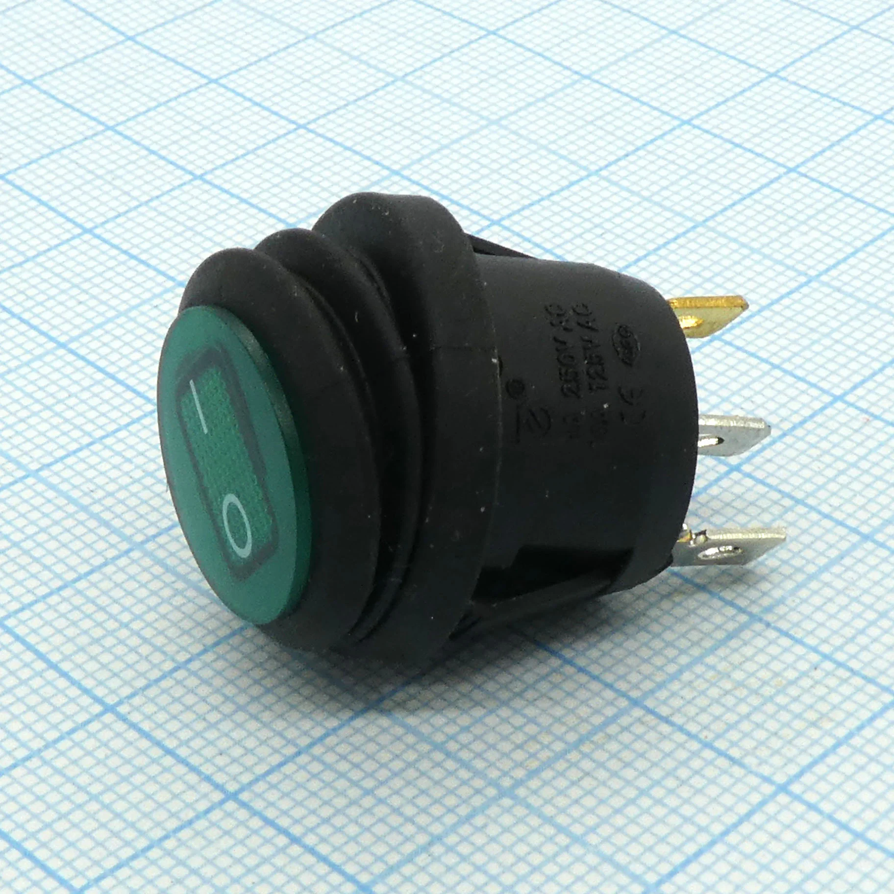 DS WR-3107 3P влагозащ. зел - 2 полож. 2+1конт(4.8) 250V/6A AC влагозащита