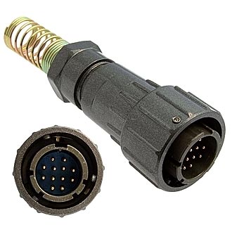 FQ18-12PIN TJ-10 - Кабельная вилка, 12 контактов, пружиный хвостовик под кабель 10мм