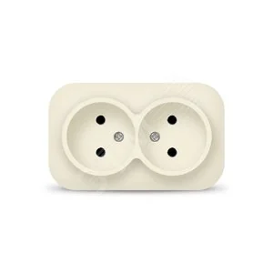 Розетка двухместная серия IONICH, б/з, о/у, 16А, 220В, слоновая кость (ivory)