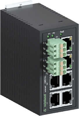 Коммутатор WIENET UMS 6-L - Коммутатор серии WieNet, неуправляемый, 6 портов RJ45 скорость передачи 10/100 MBit/s, номинальное напряжение: 9-30 VDC, монтаж: на DIN рейку, материал корпуса: пластик