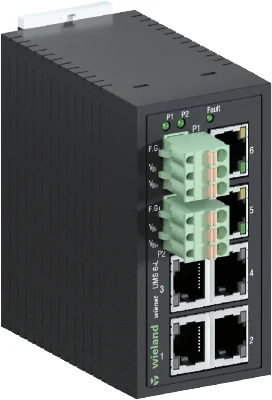 Коммутатор WIENET UMS 6-L - Коммутатор серии WieNet, неуправляемый, 6 портов RJ45 скорость передачи 10/100 MBit/s, номинальное напряжение: 9-30 VDC, монтаж: на DIN рейку, материал корпуса: пластик