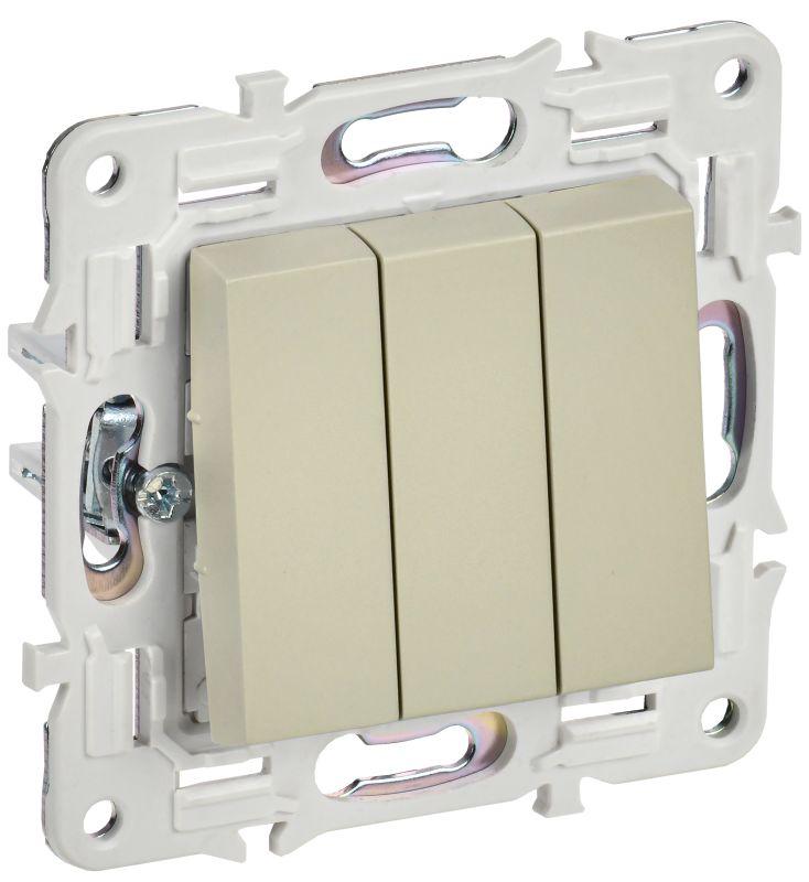 SKANDY Выключатель 3-клавишный 10А SK-V11B бежевый IEK SK-V30-0-10-K10