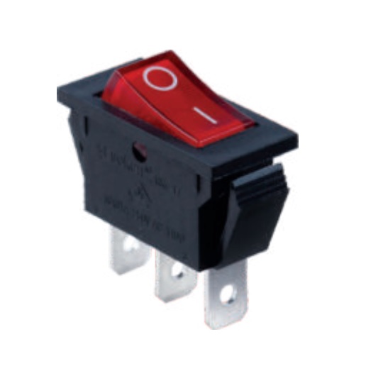 RK1-17 1X1N B/R"0-" - Выключатель клавишный ON-OFF с подсветкой цвет корпуса (черный) цвет кнопки (красный)