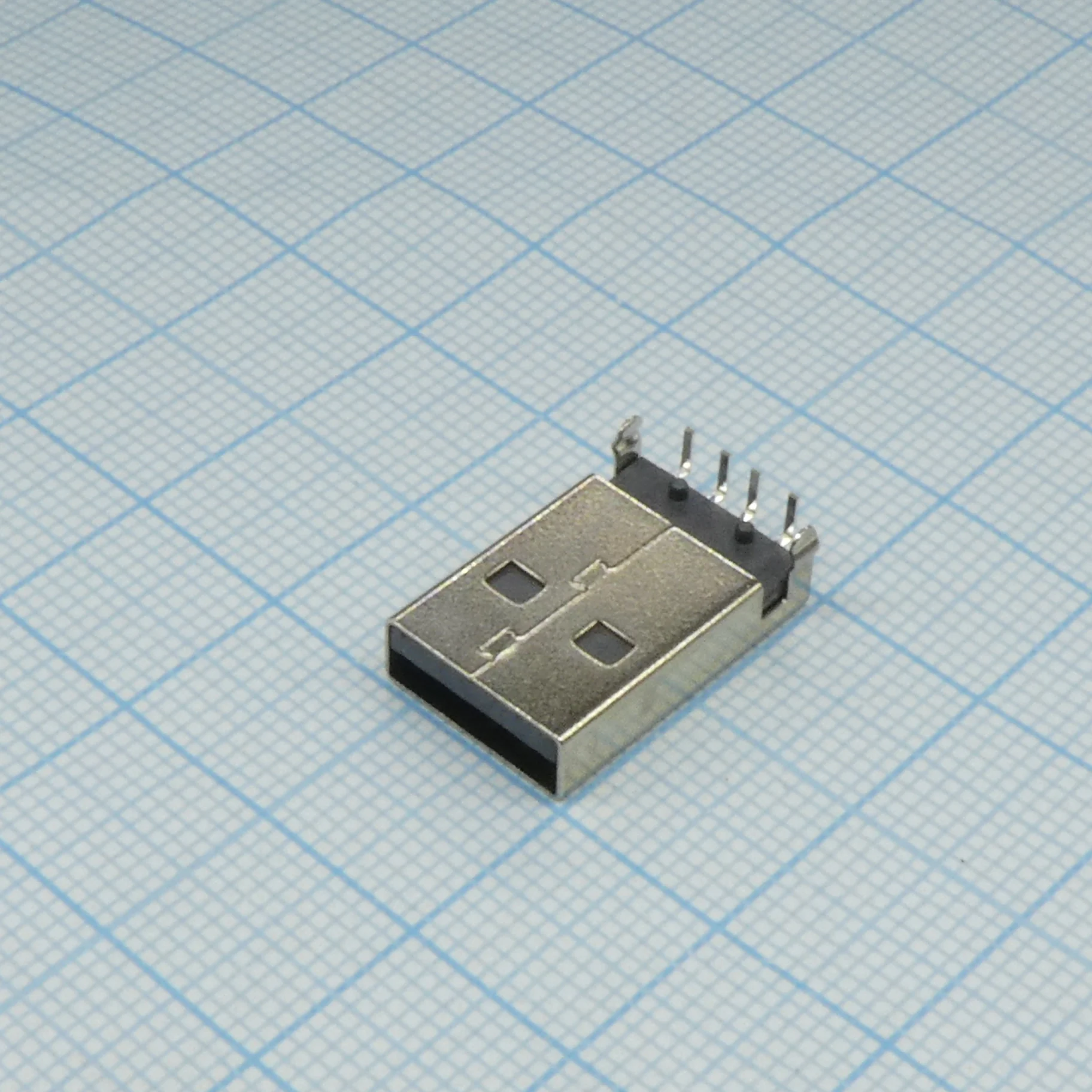 480370001 - Разъем USB, тип A, USB 2.0, вилка, 4 контакта, угловой, DIP монтаж