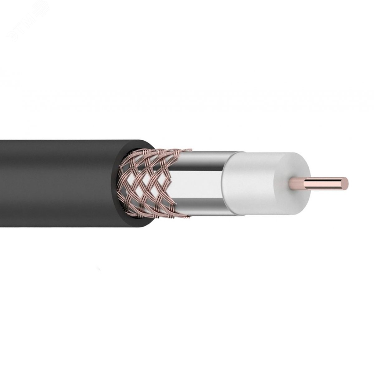 Кабель коаксиальный RG-6U, 75Ом, Cu/Al/Cu, 64%, 100м, OUTDOOR, черный - в бухте 100м для прокладки вне помещений