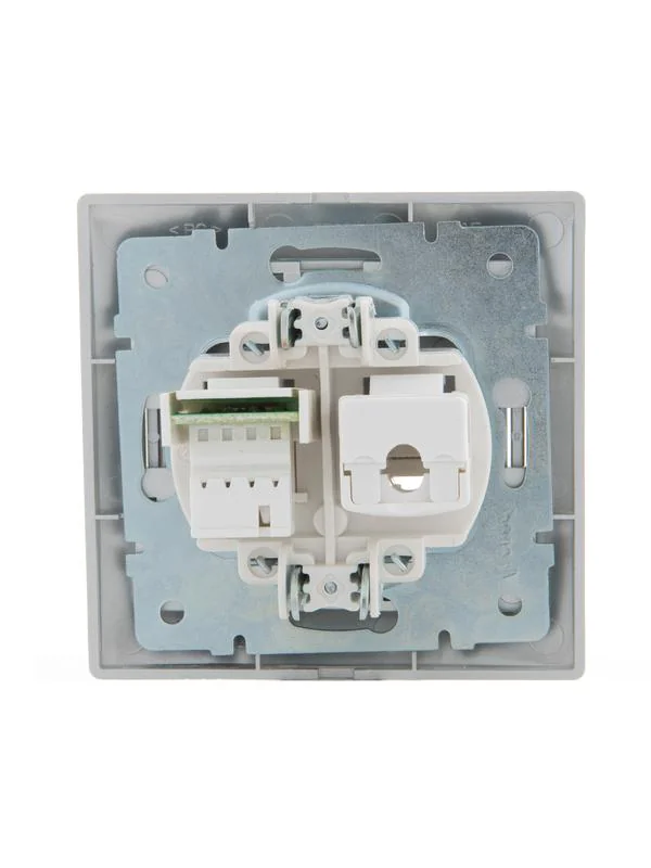 Розетка компьютерная + телефонная 2-м СП Mira RJ45 + RJ11 сер. метал. 701-1010-143