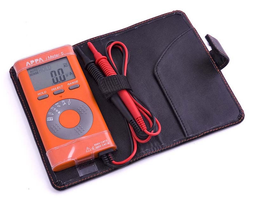 APPA iMeter 5 - Мультиметр, измерение пост. и перем. тока 0,1мкА…4000мкА, U пост. 0,1 мВ … 600 В ( ± 0,7 % (базовая)), U пер. 0,1 мВ … 600 В (50Гц-500Гц), частота 0,01 Гц … 5 МГц, скважность 0,1…99,9% (до 5 кГц), R 0,1 Ом … 40 М