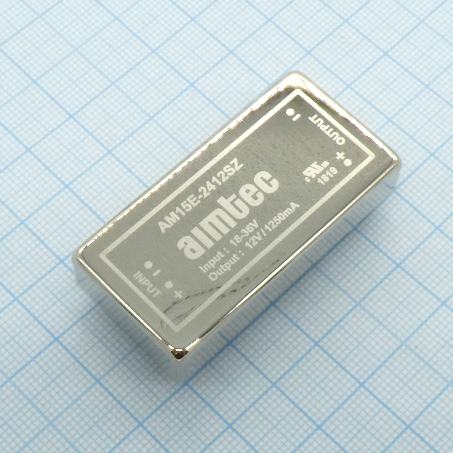 AM15E-2412SZ - DC/DC, 15Вт, вход 18…36В, выход 12В/1.25А, изоляция 1500В DC, КПД 85%, максимальная емкостная нагрузка не более 1000мкФ, 2x1", 50.8x25.4x10.16мм, -40…85°C, металл