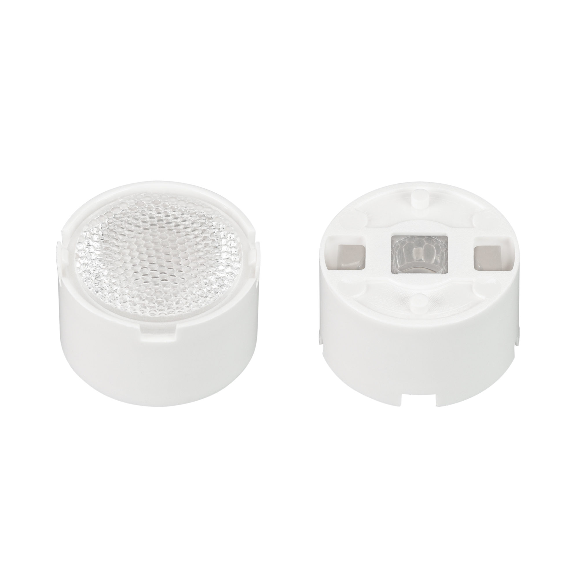 Линза ARL-PM585-U45-D20xH12-HW 032888 - Одиночная линза со съемным холдером белого цвета для светодиодов SMD: 2525, 2835, 3030, 3535, 5050. Угол обзора: вертикальный 45°, прозрачная микропризма. Материал PMMA. Диаметр 19.5 мм, высота 11.76 мм.