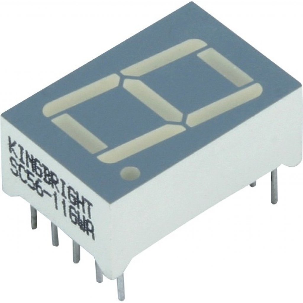 SC56-11GWA - 1 разрядный индикатор 14,2мм/зеленый/568нм/3-10.5мкд/ОК