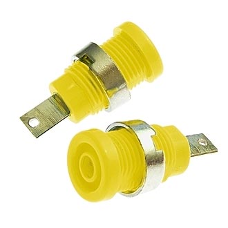 Z013 4MM PANEL JACK YELLOW - Гнездо Z013 4 мм на панель jack желтый, на панель под пайку