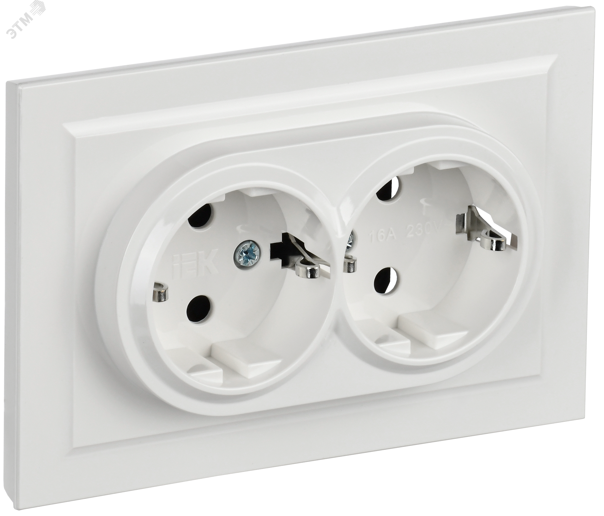 Розетка 2-м СП BRITE РС12-3-БрБ 16А в сборе с заземл. без защ. шторок бел. BR-R21-16-K01-F