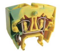 Заземляющая клемма UJ5-2.5WM/2X2JD - Заземляющая мини клемма, 4 точки подключения в клемме, тип фиксации провода: пружинный, номинальное сечение: 2,5 мм кв., ширина: 10 мм, цвет: желто-зеленый, тип монтажа: DIN 15