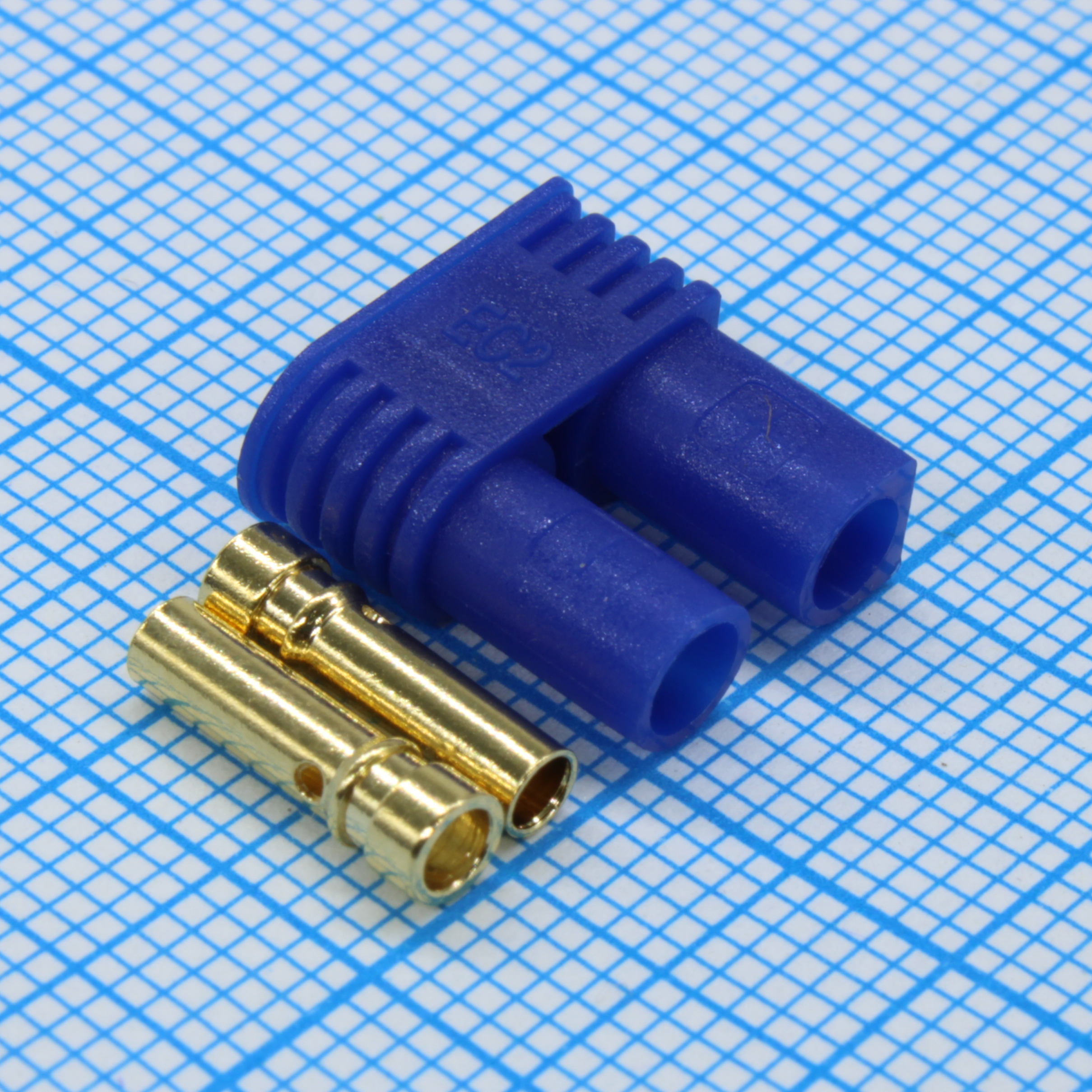 EC2-F - Розетка питания DC, EC2, PIN: 2, на провод, пайка, Цвет: синий