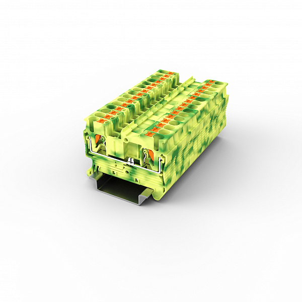 Заземляющая клемма UPT-2.5PE - Заземляющая клемма, тип фиксации провода: Push-in, номинальное сечение: 2,5 мм кв., 800V, ширина: 5,2 мм, цвет: желто-зеленый, тип монтажа: DIN35