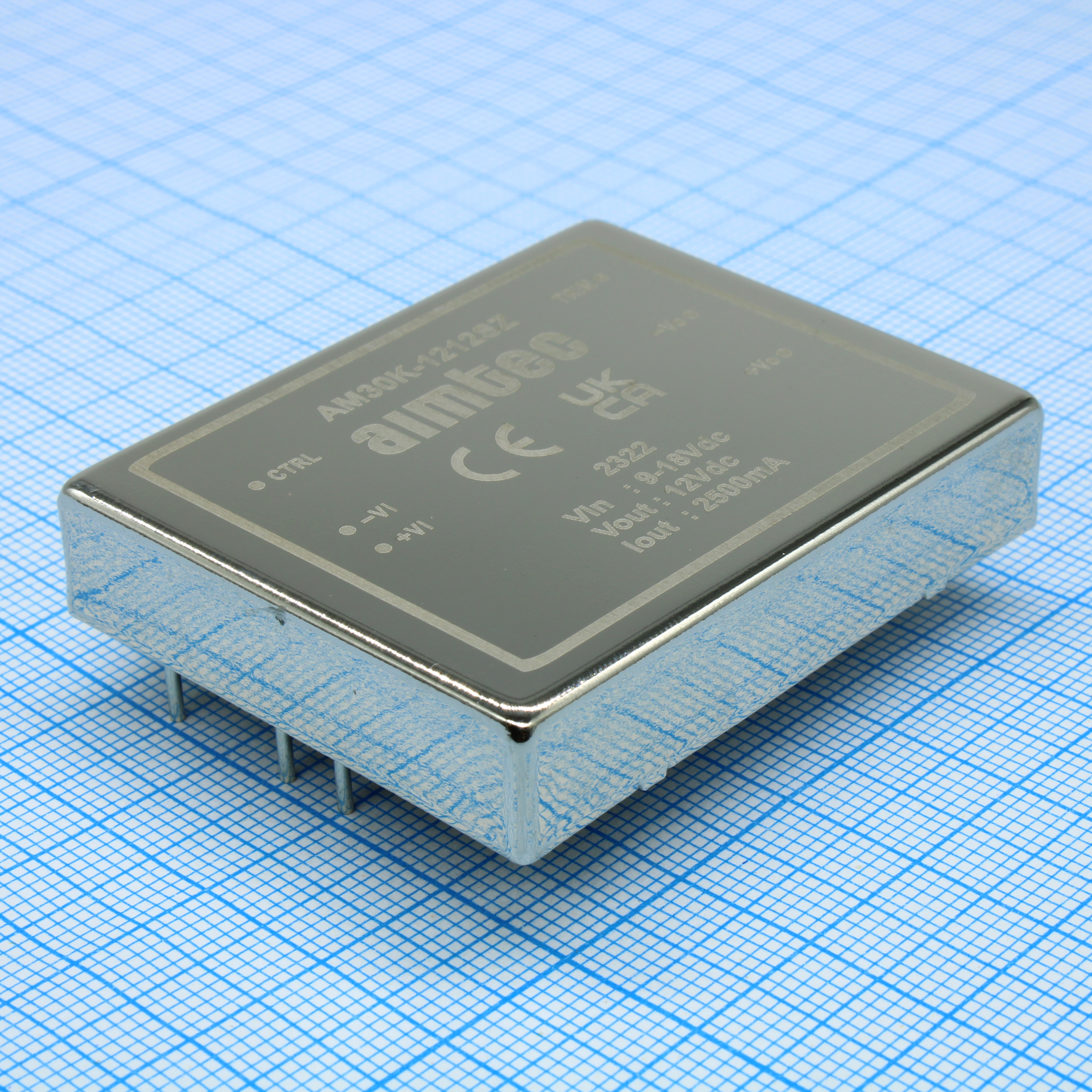 AM30K-1212SZ - DC/DC, 30Вт, вход 9…18В, выход 12В/2.5А, изоляция 1500В DC, КПД 90%, максимальная емкостная нагрузка не более 2200мкФ, вход On/Off, 2x1.6", 50.8x40.6x10.2мм, -40…85°C, металл