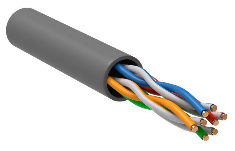 Кабель витая пара U/UTP кат.5E 4х2х24AWG solid LSZH сер. (м) LC1-C5E04-121