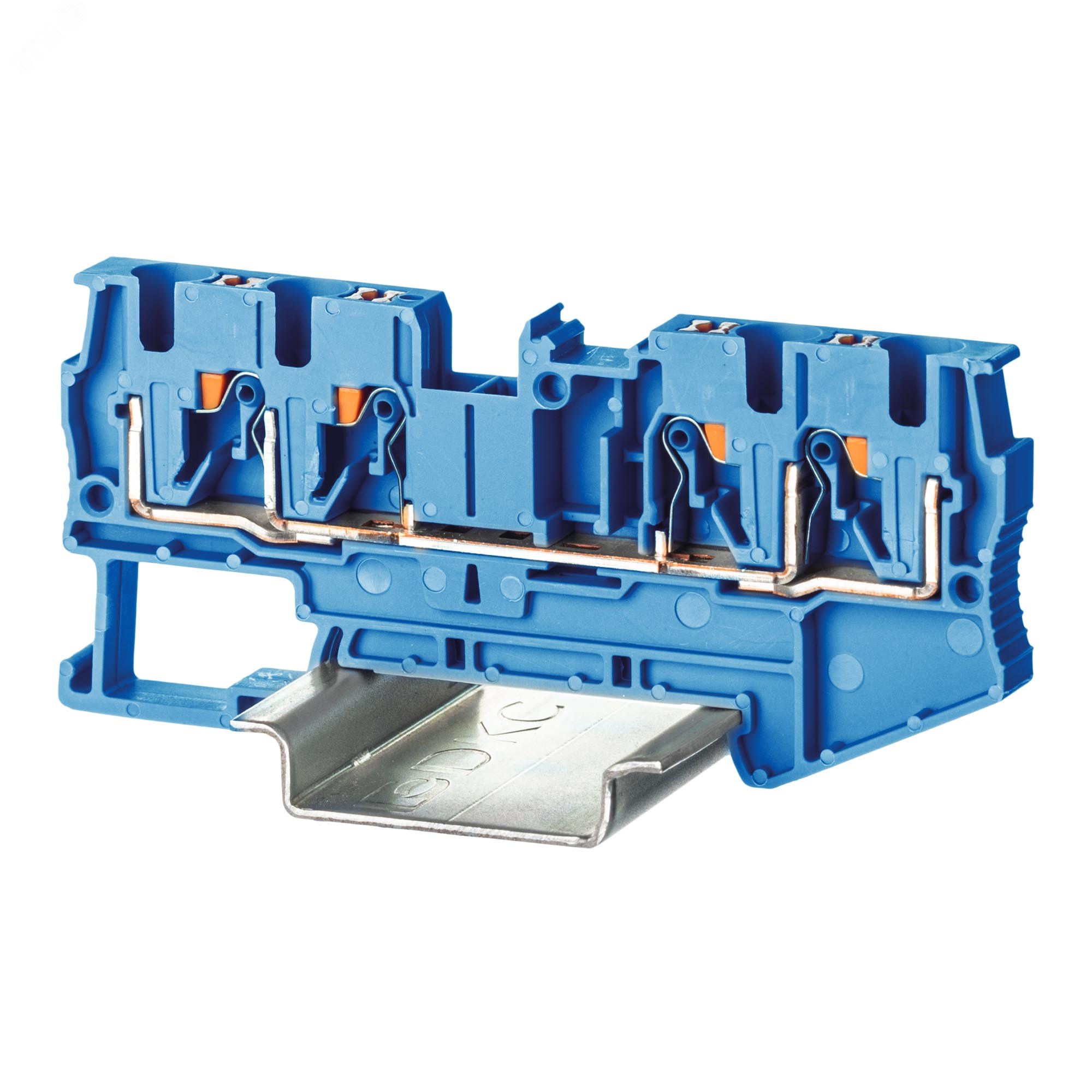 Клемма проходная, зажим push-in, 4 точки подключения, 4 кв.мм, синяя VPR-4-QUATTRO-BU