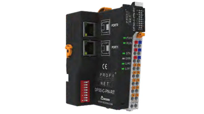 Модуль ввода/вывода DF50-C-PN-RT - Модуль ввода / вывода, интерфейс 2 порт RJ-45, протокол PROFINET, количество модулей IO 32, размер PDO 1024 байт, скорость передачи 100Мбит, питание 24VDC (+20 %/ -15 %) тип монтажа: DIN35