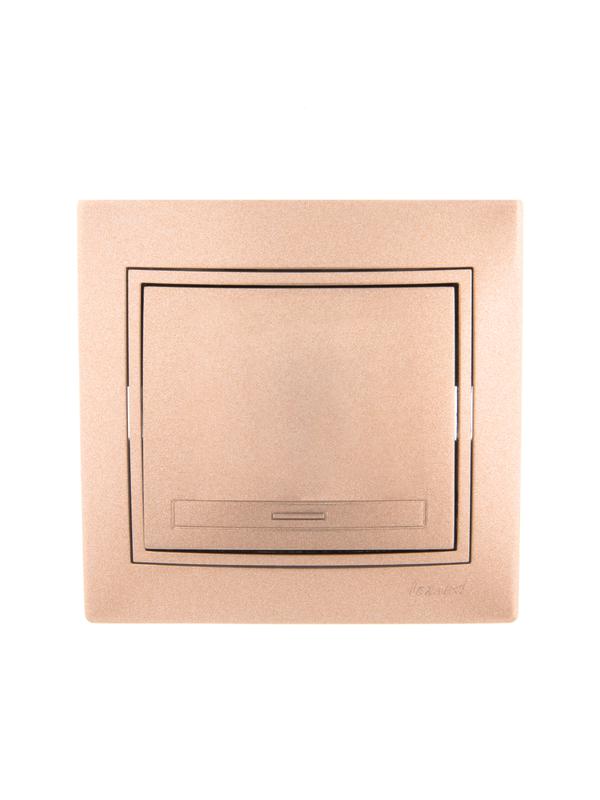 Выключатель 1-кл. СП Mira 10А IP20 со вставкой свет. корич. перламутр. 701-3131-100