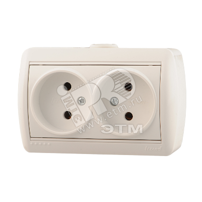 Розетка 2-м ОП Nata 16А IP20 без заземл. керамика бел. 710-0200-128