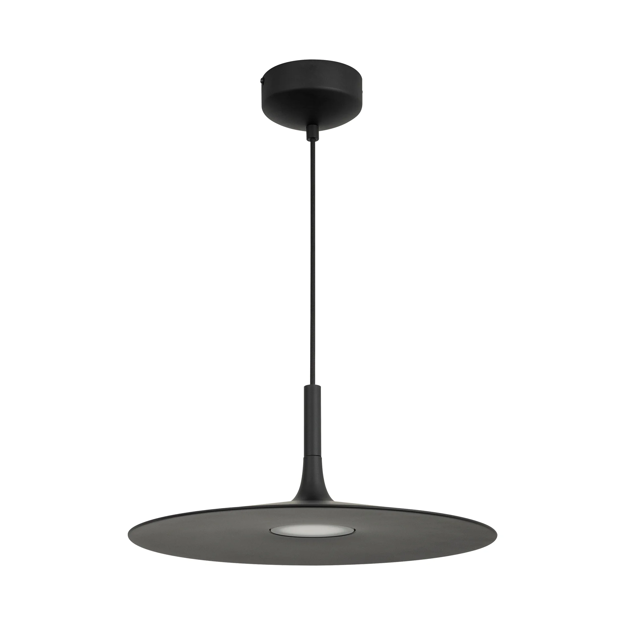 Светильник SP-FIORE-R400-13W Warm3000 (BK, 120 deg, 230V) 036001 - Подвесной светильник. Мощность 13 Вт, св. поток 700 лм, 55 лм/Вт, теплый 3000 K, CRI>90, угол 120°, напряжение питания 230 В. Черный круглый корпус из алюминия, рассеиватель каленое матово