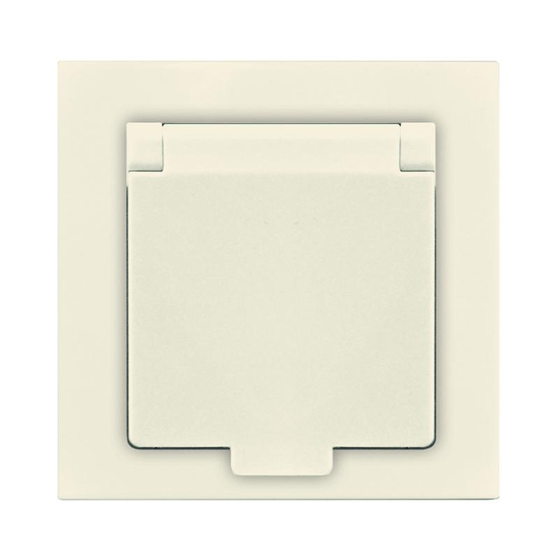 Розетка 1-м СП Афина 16А IP20 с заземл. с крышкой в сборе сл. кость (ivory) A0029-I