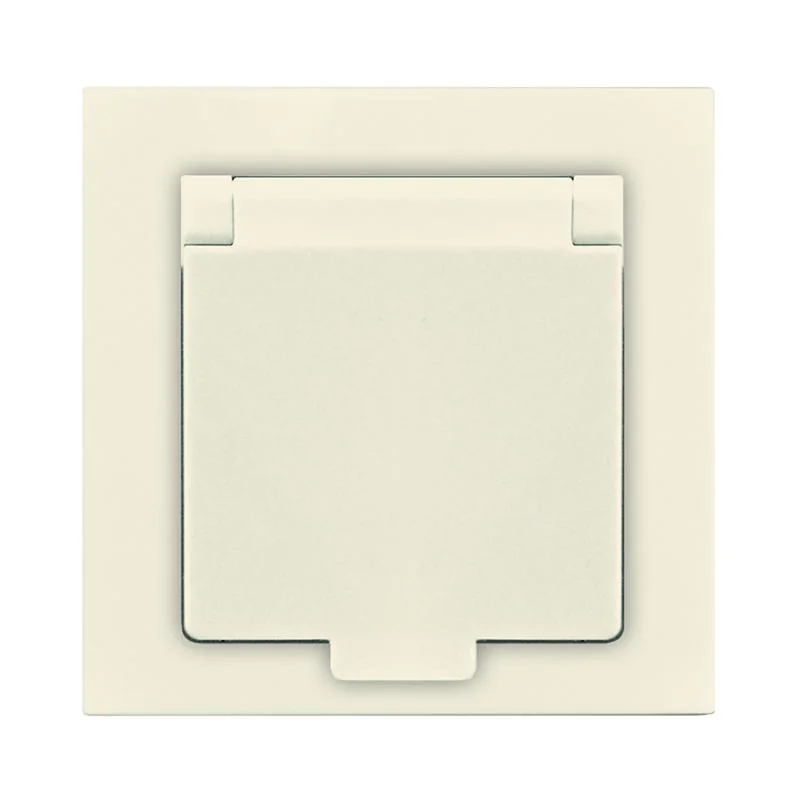 Розетка 1-м СП Афина 16А IP20 с заземл. с крышкой в сборе сл. кость (ivory) A0029-I