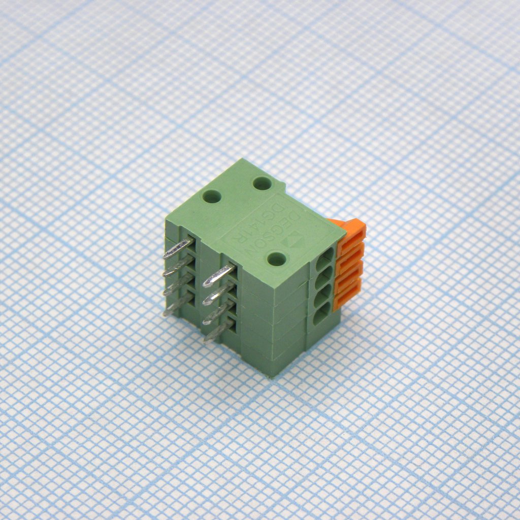 DG141R-2.54-04P-14-00A(H) - Нажимной безвинтовой клеммный блок 4 контакта. Зажим типа торцевой контакт. Серия DG141R-2.54