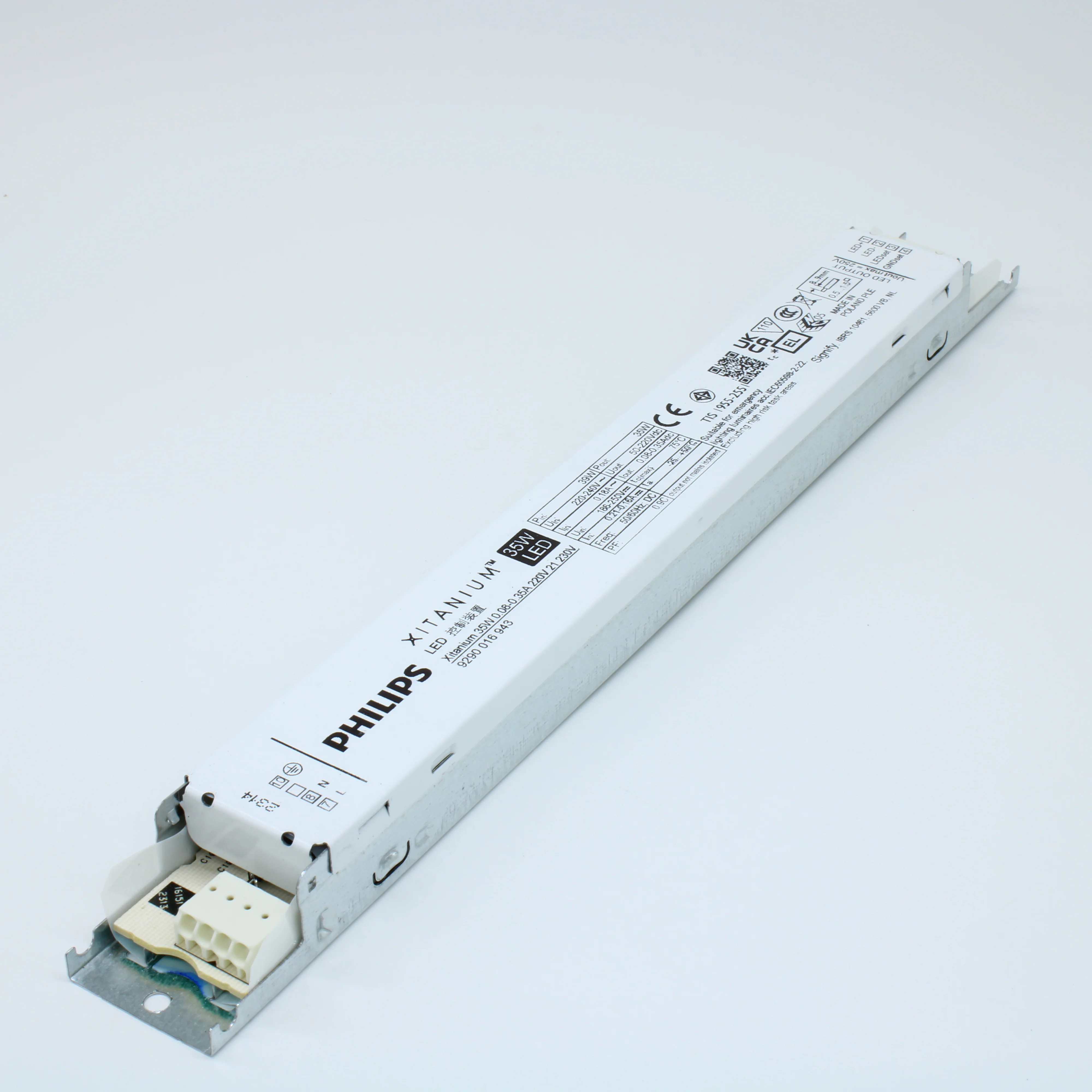 XITANIUM 35W 0.08-0.35A 220V 21 230V - AC-DC, 35Вт, ККМ, стабилизация тока, вход 198…264В AC/ 168…275В DC, 45…66Гц, выход 0.08…0.35А / 50...250В DC, в корпусе 280x30x21мм, -25…+60°C, LEDset